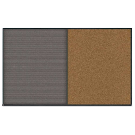 United Visual Products Double Door Radius Corkboard, 60"x36", Hea, UV7014RC-BLACK-RUBBER UV7014RC-BLACK-RUBBER